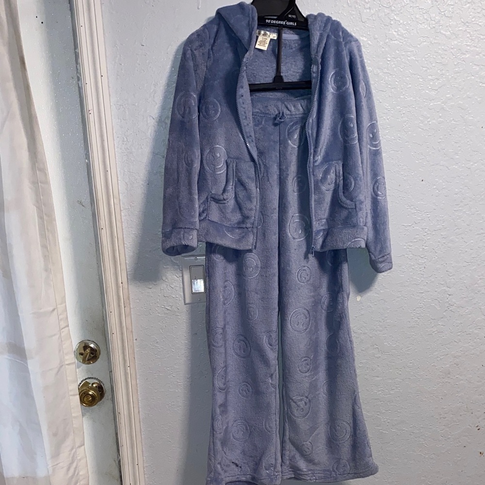 Kids smiley face Blue Hooded Jacket and Coat Set